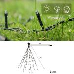 1,5 m kerstboom lichtketting met ring, 8 slingers en kerstboompiek ster, 210 LED kerstboomverlichting binnen met 8 modi, warm wit