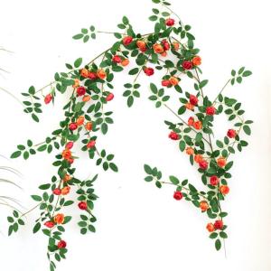 Simuliertes Gänseblümchen-Rattan, Dekoriert Mit Rattanblumen Aus Heizungsrohren, Wandpflanzen Zur Beschattung, Länge 170 cm(Rosso)