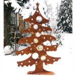 Edelroestdecoratie, massieve bodemplaat, handgemaakte kwaliteit, Duitsland, hoogte 100 cm, kerstboom, metaal, roest-dennenboom, kerstdecoratie roestlook, metalen kerstboom, groot
