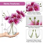 2 stuks roze kunstorchideeën met glazen vaas, kunstplant decoratie orchideeën kunstbloemen in vaas met Real Touch bloemen, namaak-orchideeën, kunstmatige bonsai voor hotel, woon
