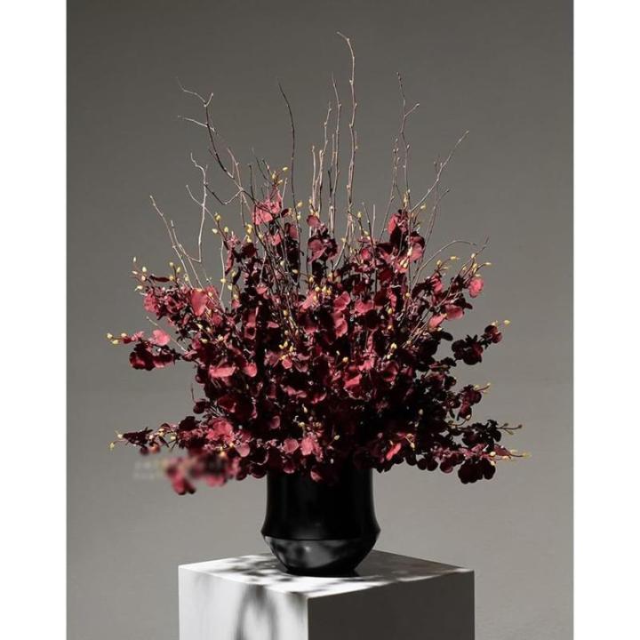 Kunstblumen Künstliches Blumenarrangement im chinesischen Stil – handgefertigte Blumenkunst aus Keramik und Silikon, lebensechte Topfpflanze für Zuhause für jeden Anlass