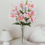 Kunstleliebloemen met 12 hoofden, lange steel kunstmatige lelies met 9 hoofden, volledige bloei, lelie en 3 lelieknoppen, namaakboeketten voor thuis, hotel, bloemstuk, feestdecorat