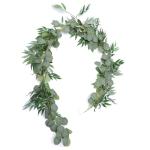 6 Ft Kunstmatige Zilveren Dollar Eucalyptus Bladeren En Wilg Wijnstokken Twijgen Bladeren Garland String Voor Thuis Party Bruiloft Decor Indoor Outdoor