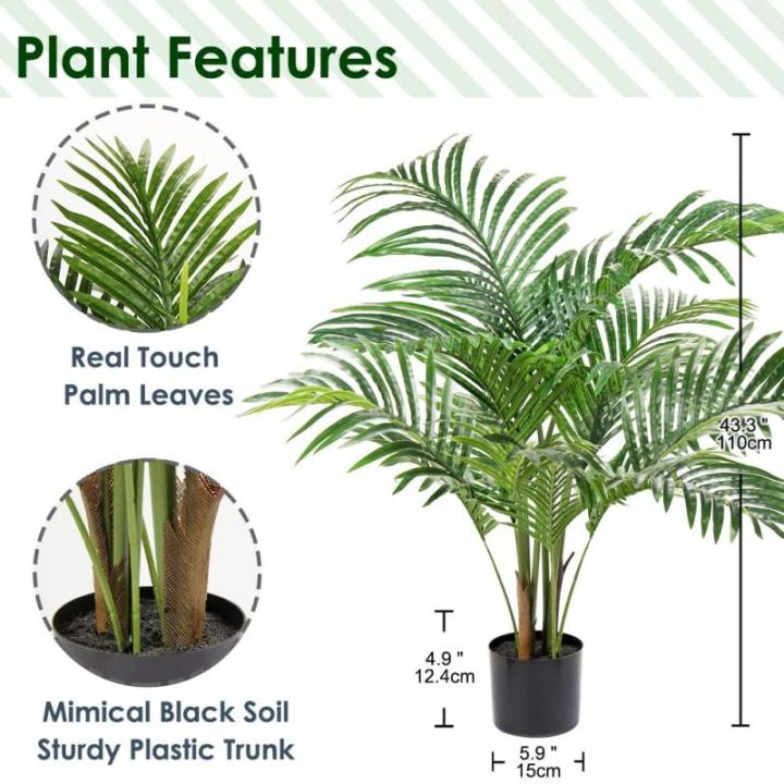 Künstliche Pflanzen Kunstpalme Kunstpflanze Groß Palme Kunstbaum Tropische Aesthetic Deko Wohnzimmer Balkon Schlafzimmer Büro Haus, 110CM