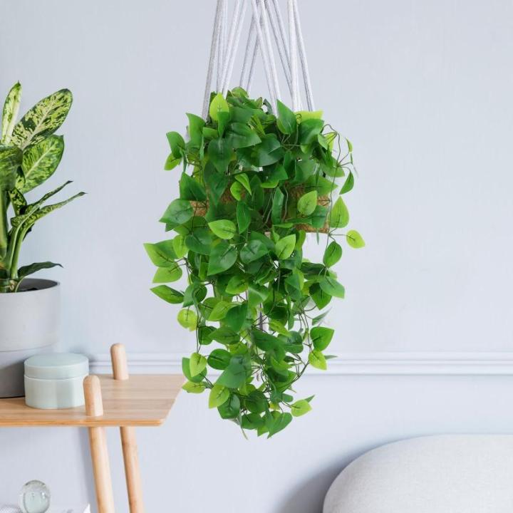 2 stuks hangende , , plastic groene plant, hangend, 105 cm, namaakklimop, plastic planten voor binnen en buiten, balkon, bruiloft, tuin, wanddecoratie