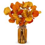 35 cm kunstmatige eucalyptus takken met amber glazen vaas, eucalyptus kunststof plant eucalyptus realistische eucalyptus decoratie zilveren dollar voor bruiloft, tafeldecoratie, ka