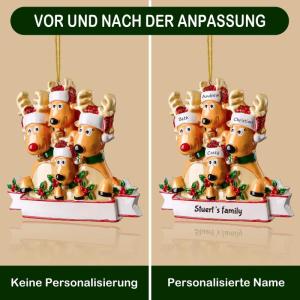 Gepersonaliseerde kersthangers met 2/3/4/5/6/7/8 familienamen - 2023 kunsthars kerstboomversiering gepersonaliseerde familie, partners en vrienden 6