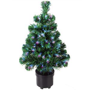 CASARIA Mini Kunstkerstboom 65cm Glasvezelverlichting Automatische Kleurverandering 9 Lichteffecten Nep Kerstboom Groen