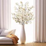 4 stuks kunstkersenbloesemtakken, witte perzikbloemen, 100 cm, kunstbloemen, bulk, lente, zijden bloemen, planten, bundel, lange stelen voor bruiloft, feest, tafel, vaas, decoratie