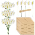 144 stuks Calla lelies 2,3 cm klein met 90 stickers melkwit decoratieve bloemen met metaaldraad nep bloemen party bruiloft DIY scrapbook kaarten decoratie