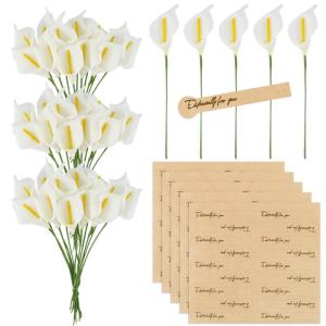 144 stuks Calla lelies 2,3 cm klein met 90 stickers melkwit decoratieve bloemen met metaaldraad nep bloemen party bruiloft DIY scrapbook kaarten decoratie
