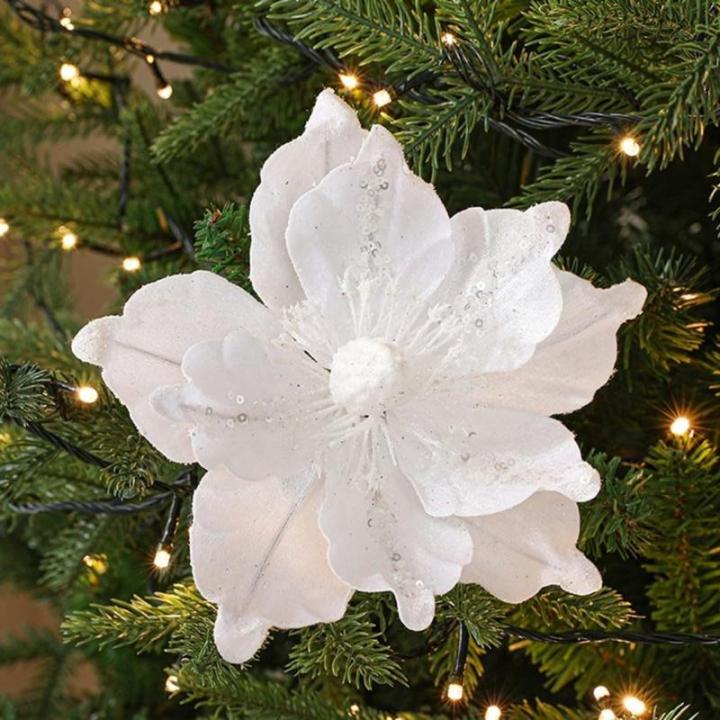 Glitzernder Weihnachtsstern, Weihnachtsbaumschmuck, hängende Dekoration für Weihnachtsbaum, Hochzeit, Party, Kranz, Dekoration (weiß)