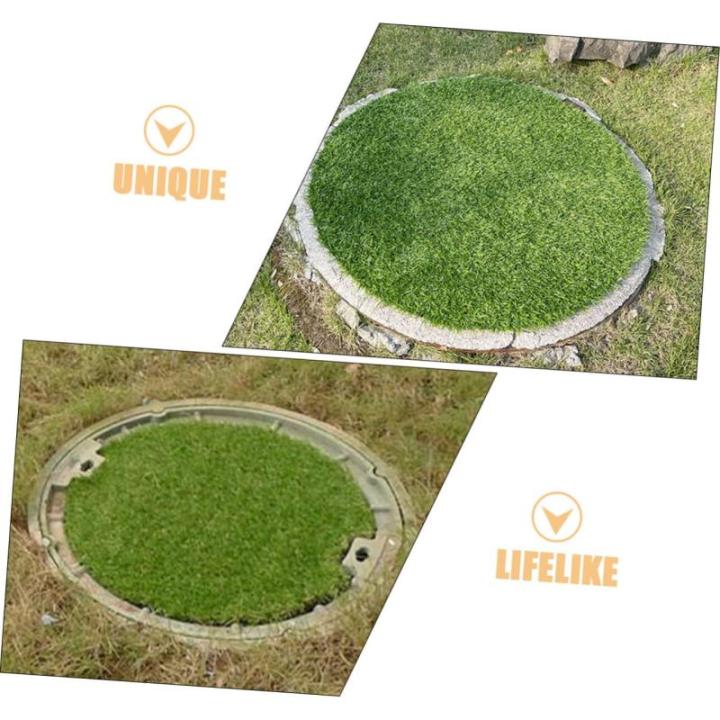 Schachtdeksel decoratie gazon eettafel decoratie tafelloper van gras tapijt bureauonderlegger placemat placemat ronde schachtafdekking groene planten