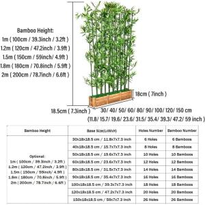 Decoratief scherm van kunstmatige bamboebladeren met houten basis, 1,5 m hoge faux potplant voor restaurant, kantoor, binnen en buiten, privacyverdeler (90 x 18 x 18,5 cm, 16 polig