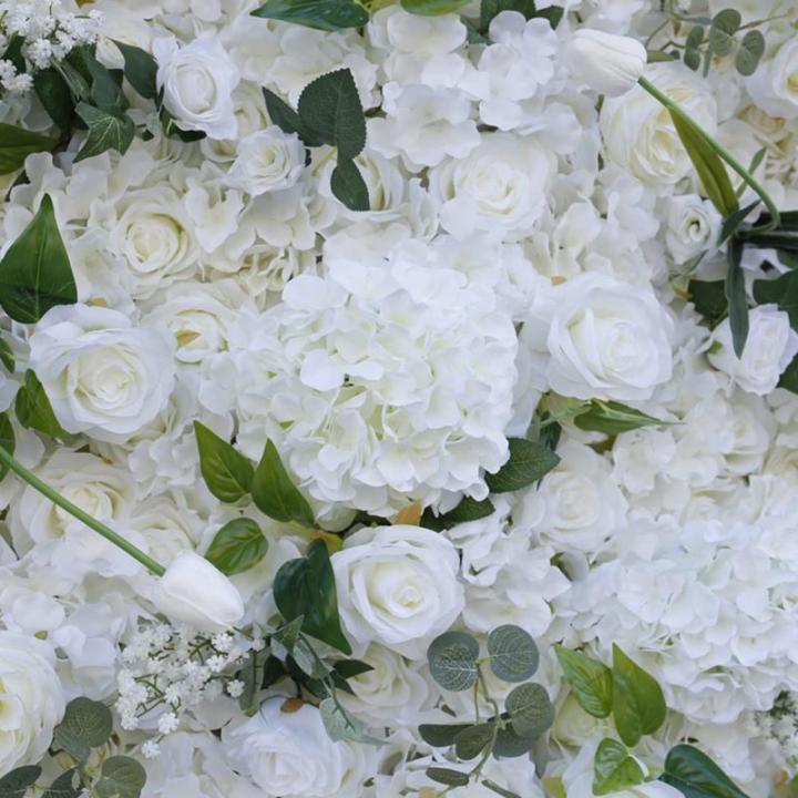 Weißer Stoff, Hintergrund, Blumenwand, Hintergrundwand, Blumenarrangement, Blumen-Wandpaneel-Set, Seiden-Hortensie-Blumenpaneel Für Fotohintergrund, Home-Party, Hochzeit(3 * 3m/9