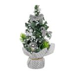 20 cm kleine kerstboom, kunsttafelkerstboom, miniatuurdennenboom met rode strikballen en bessen, tafelblad dennenboom voor kerstdecoratie