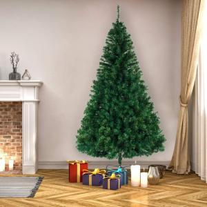 2,44 m künstlicher Weihnachtsbaum, unbeleuchtet, künstlicher Weihnachtsbaum mit Scharnier, 1138 Zweigspitzen und faltbarem Metallständer, Weihnachtsweihnachtsbaum für Zuhause, 
