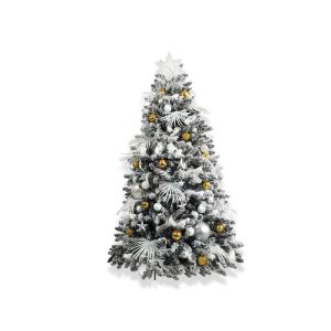 Geschmückter künstlicher Weihnachtsbaum mit 133 STK Kugeln Polar Gold 180 cm mit Metallständer