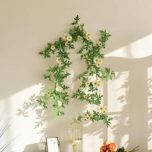 Simuliertes Gänseblümchen-Rattan, Dekoriert Mit Rattanblumen Aus Heizungsrohren, Wandpflanzen Zur Beschattung, Länge 170 cm(Blanc)