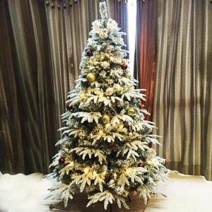 Weihnachtsbaum, Weihnachtsbäume, Ausverkauf, künstlicher, Flauschiger Weihnachtsschmuck aus Flock mit Ständer aus Metallkiefer (Farbe: Kiefer, Größe: 7 Fuß/210 cm) (Kiefer 10