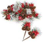 20 x decoratieve tak met lariksappels, rode bessen en boomnaalden - strooidecoratie Kerstmis - decoratieve tak voor kransen en bloemstukken (20 stuks - rode bessen wit)