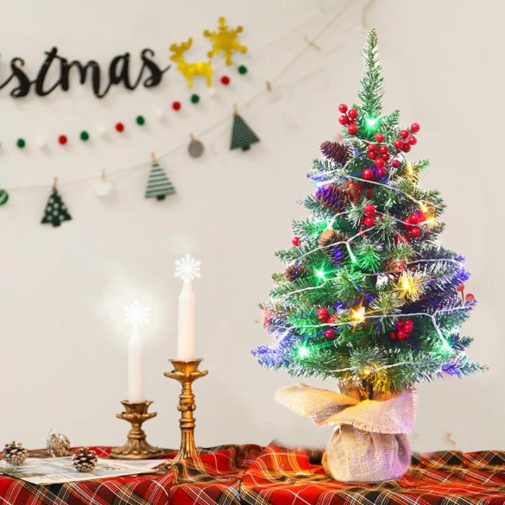 Kerstboom met verlichting, 45 cm, houten lichtketting, kerstboom, mini-kerstboom, kunstkerstboom, kerstdecoratie, tafel, kerstboom, kerstcadeaus