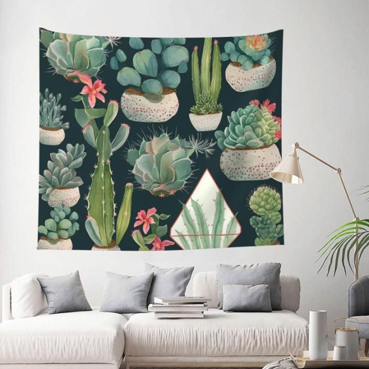 Vetplanten en cactus wandtapijt, muuropknoping 152 x 130 cm wandtapijt voor slaapkamer grappig wandtapijt muurkunst moderne muurdeken slaapzaal wand poster banner voor woonkamer