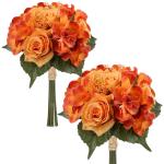 Kunstbloemen kunstboeket kunstplant bloemstukken set van 2 hortensia rozenboeket hoogte 30 cm decoratieve plant voor arrangementen feestdag tafel of bruiloft