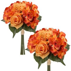 Kunstbloemen kunstboeket kunstplant bloemstukken set van 2 hortensia rozenboeket hoogte 30 cm decoratieve plant voor arrangementen feestdag tafel of bruiloft