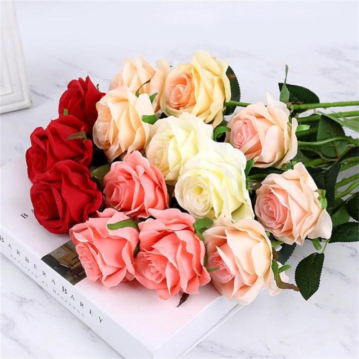 Realistische künstliche Rosensträuße für Küche, Garten, Hochzeit, Tafelaufsatz, Dekoration, 12 Stück