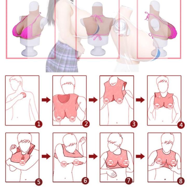 Borstprothese Katoen Gevuld F Cup Realistische snit Borsten van siliconen gevuld met siliconen voor Cross-Dressing Transvestite Heren BH Rag Shemale 1 Aziatisch Geel