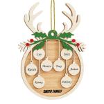 Gepersonaliseerde kersthangers met 8 namen - 2023 houten kerstboomversiering gepersonaliseerde familie, partner huisdier en vrienden
