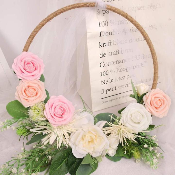 Kunstbloemen, rozen, 25 stuks, kunstrozen met steel, doe-het-zelf decoratie, voor bruiloft, boeketten, bruid, babyshower, feest, woondecoratie, serie roze