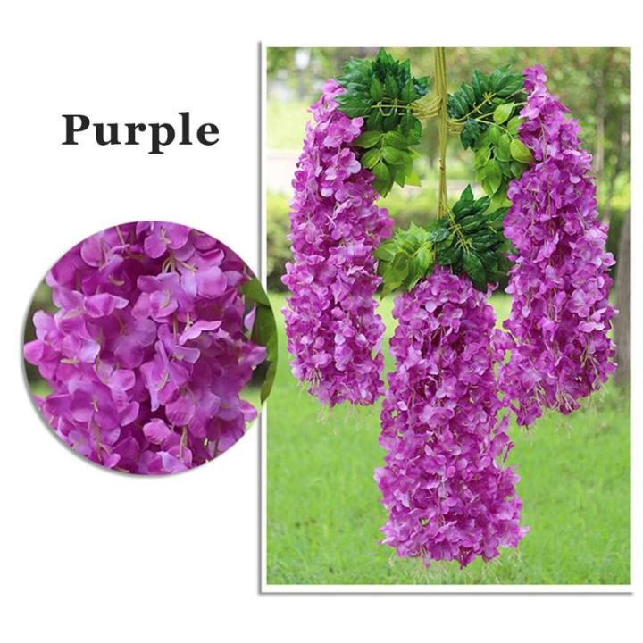 12 stengels nep Wisteria slinger opknoping bloem zijde bloem Wisteria Wijnstok decoratie voor outdoor indoor home keuken tuin huwelijksceremonie hotel party art decor (paars)