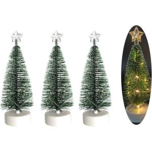 Weihnachtsbaum Klein mit Beleuchtung 3PCS Tisch Mini Weihnachtsbaum Geschmückt mit LED Lichterkette Tabletop Kleiner Weihnachtsbaum Mini Tannenbaum Künstlich Klein Weihnachtsdeko
