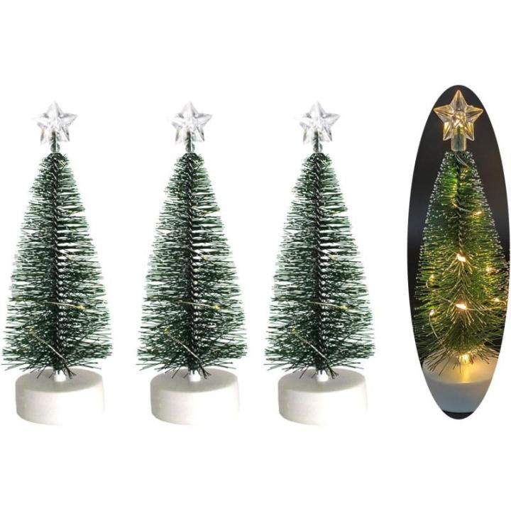 Weihnachtsbaum Klein mit Beleuchtung 3PCS Tisch Mini Weihnachtsbaum Geschmückt mit LED Lichterkette Tabletop Kleiner Weihnachtsbaum Mini Tannenbaum Künstlich Klein Weihnachtsdeko