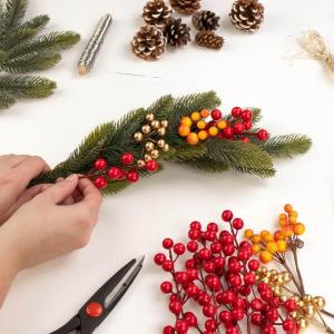 25 x decoratieve takken, decoratieve kleine takken met bessen, decoratieve takken als tafeldecoratie, knutselaccessoires voor doe-het-zelfwerkzaamheden (25 stuks, enkele rode besse