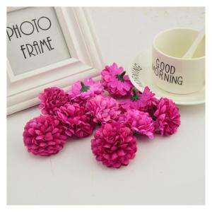 mooie kunstmatige krans bloem panelen 200 stuks goedkope 5 cm zijden chrysant hoofden home bruiloft decoratie muur krans voor de tuin maken deur nep (kleur: paars rood)