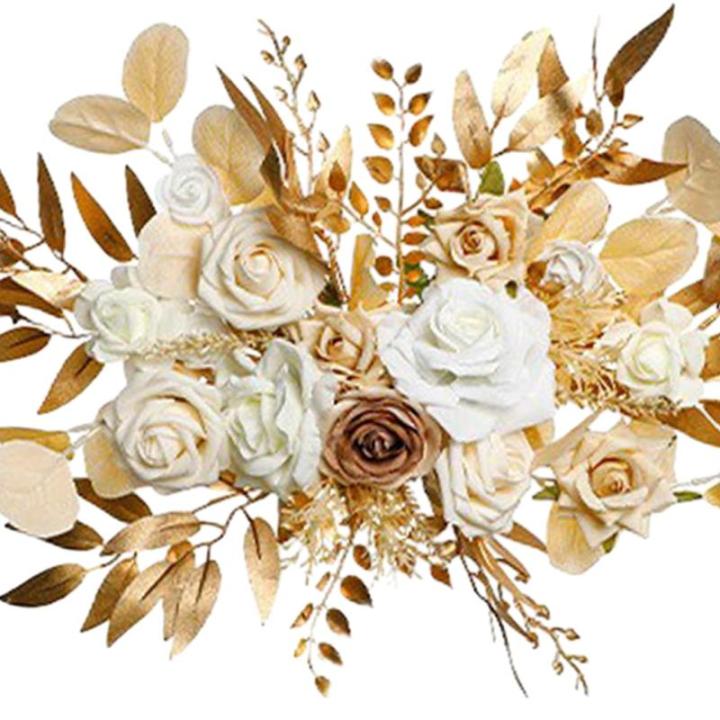2 stuks bruiloftsboogbloemen, kunstbloemenarrangement, kunstbloemen-wagset, welkomstborden, bloemendecoraties voor bruiloftsdecoratie, ceremonie en (#2)