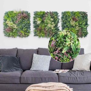 Urban Jungle wand, set van 3, elk 50 x 50 cm, groening, voor binnen en buiten, uv-bestendig, onderhoudsvriendelijk en duurzaam, verticale tuin voor een feel-good sfeer en