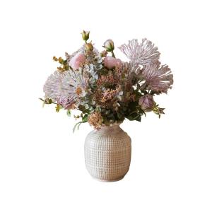 Kunstblumen Künstliche Blumen, goldene Trommelstöcke, Chrysanthemen, goldene Stabkugeln, getrocknete Blumen, Seidenkunststoff-Blumenimitationen in Einer Vase für jeden Anlass