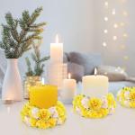 Kunstbloemkoppen, 50 stuks, kunstbloemen, rozen, voor bruiloft, feest, decoratie, doe-het-zelf (diameter 4 cm, geel)
