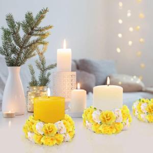 Kunstbloemkoppen, 50 stuks, kunstbloemen, rozen, voor bruiloft, feest, decoratie, doe-het-zelf (diameter 4 cm, geel)