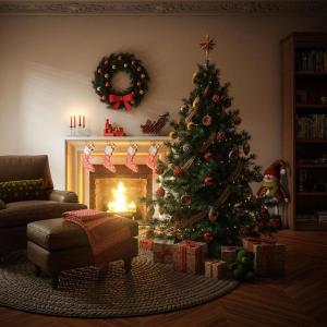 Vorbeleuchteter Weihnachtsbaum mit warmen Lichtern, Scharnier-Design, Fußpedal, Metallständer, realistischer künstlicher Baum mit vollen Zweigspitzen für Urlaubsdekoration