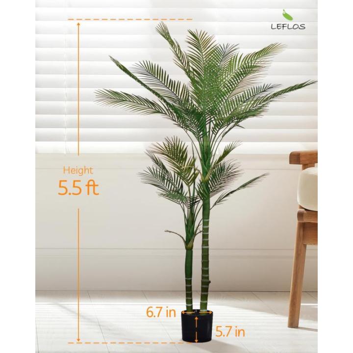 165cm künstliche Phoenix Palme, Areca Palme nur für den Innenbereich mit 2 abnehmbaren Stämmen und 24 verstellbaren Palmenblättern, deko für Büro, Laden, Wohnung und Party