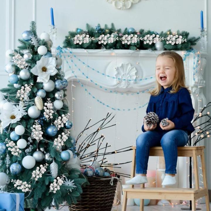 24 stuks glitter-zilveren bessenstelen, kunstzilveren bessen, plukken, glitter, zilveren bessen, takken, kerstbessen, steel, picks voor kerstboom, doe-het-zelf knutselen, bruiloft,