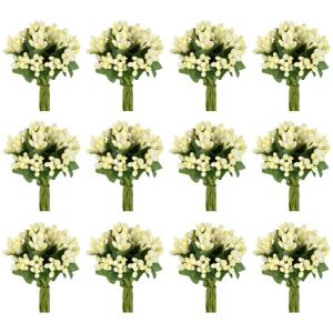144 stuks , stofblaadjes om te knutselen, , kleine decoratie, bloemen, stofblad met bladeren, bloemenstempel, stoffen bloemen voor bruiloft, feest, uitnodiging, gastgeschenk, melkw