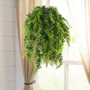 MIHOUNION Farn Kunstmatige kunstplanten hangende planten kunstmatige groene planten kunststof planten kunstplanten voor buiten balkon pot bruiloft tuin decoratie 2 stuks