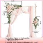 Künstliche Hochzeitsbogenblumen (5er-Pack) mit 2 Blumengirlanden und 3 durchscheinenden Gaze-Drapierstoffen für Hochzeitsfeier, Kaminsims, Tischläufer, Heimdekoration, 1