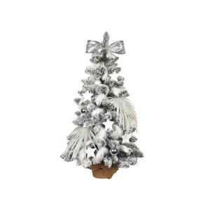 Kunstkerstboom met sneeuw, Deluxe Viola in bloempot, 75 cm, dennenboom, decoratieve boom met metalen standaard